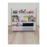 ATA HOME Montessori Ana Sınıfı Kreş Okul Çocuk Odası Kitaplığı Ahşap Kumaş Kitaplık Yıkanabilir Kumaş Beyaz