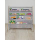 Ata Home Montessori Çocuk Kitaplık Açık Gri MDF 4 Raflı 67 cm Genişlik 64 cm Yükseklik