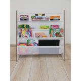 Ata Home Montessori Çocuk Kitaplık MDF Malzemeden Modern Tasarımlı 4 Raflı 67 cm Genişlik - Beyaz