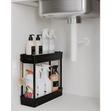 Ata Home Rafata Çok Amaçlı 2 Katlı Evye Altı Düzenleyici Askılı Banyo Düzenleyici Dolap Içi Organizer Raf Stand Tezgah Altı Organizeri ve Düzenleyicisi - Koyu Siyah