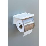 ATA HOME Yapışkanlı Kapaklı Tuvalet Kağıdı Askısı Banyo Tuvalet Kağıtlığı Aparatı Peçetelik Organizer Plastik, Beyaz