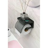 ATA HOME Yapışkanlı Kapaklı Tuvalet Kağıdı Askısı Banyo Tuvalet Kağıtlığı Aparatı Peçetelik Organizer Plastik, Siyah