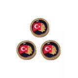 Ata Rozeti Bayraklı Çift Klipsli Altın Kaplama(Harici Rozet) X 3 Adet