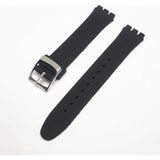 Ata Saat 17MM Swatch Uyumlu Siyah Slikon Saat Kordonu
