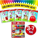 Ata Şirin Boyama Kitabı Seti 5 Li + Fatih 12 Renk Kuru Boya
