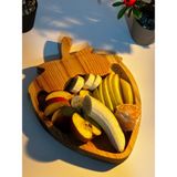 Ata Wood Doğal Ahşap Çilek Figürlü Meyvelik-Sunumluk-Kahvaltılık-Servis Tabağı