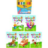 Ata Yayıncılık 3-6 Yaş Eğlenceli Boyama Kitapları 5 Li +bic Kids Xl12 Li Keçeli Boya (jumbo))