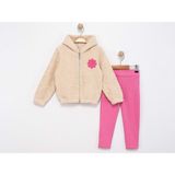 Atabay Kapüşonlu Peluş Rüzgar Gülü Üç Iplik Taytlı Alt Üst Takım - MDL2169-PEMBE-4 Yaş Pembe