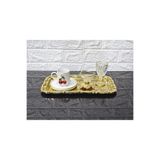 atabey home 1 ADET FULL GOLD SUNUM TEPSİSİ & BATON PASTA SERVİSİ ÇELİK TEPSİ DÖKÜM ÇERÇEVELİ 32 CM