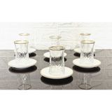 atabey home 12 Parça Porselen Tabakli Çay Seti-6 Bardak-6 Tabak- Odin Bardak Gold Detayli