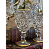 Atabey Home 2 Adet Kahve Yanı Su Bardağı Kristalize Model Orta Boy-Gold Detaylı 140 ml 12 cm