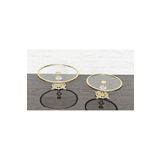 atabey home 2'Lİ CAM YUVARLAK SERVİS TABAĞI 20+25 CM-SUNUMLUK DÖKÜM GOLD ÇERÇEVE VE DÖKÜM AYAK