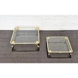 atabey home 2'li Kare Servis Tabaği-Sunumluk-Söz Tepsisi-Sunum Tepsisi-Döküm Gold Çerçeve Ve 4 Ayakli 22+27Cm