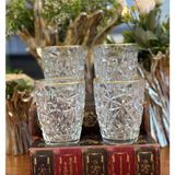 Atabey Home 4 Adet Kristalize Model Meşrubat & Su Bardağı-Gold Detaylı 300 ml 10 cm
