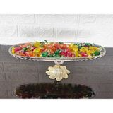 atabey home 41 Cm Çok Amaçli Çizgili Sunum Kayik & Kurabiyelik & Çikolatalik Semerkand Gold Ayakli