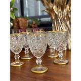 atabey home 6 ADET KAHVE YANI SU BARDAĞI KRİSTALİZE MODEL - GOLD DETAYLI 80 ML 10 CM