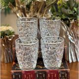 Atabey Home 6 Adet Kristalize Model Meşrubat & Su Bardağı-Gümüş Detaylı 300 ml 10 cm