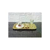 atabey home BATONÇELİKTEPSİLER 1 Adet Full Gold Sunum Tepsisi & Baton Pasta Servisi Çelik Tepsi Döküm Çerçeveli 32 Cm
