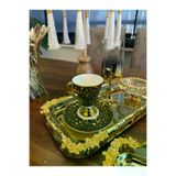 atabey home BATONÇELİKTEPSİLER 2 Adet Baton Japon Gülü Gold Sunum Tepsisi & Kahve & Pasta/börek Servis 32Cm