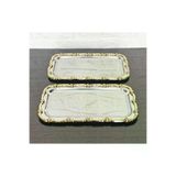 atabey home BATONÇELİKTEPSİLER 2'li Sunum Tepsisi & Baton Pasta Servisi Çelik Tepsi Döküm Gold Çerçeve 32 Cm