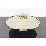 atabey home Bronz Ayna Büyük Kayik Sunumluk Döküm Gold Çerçeveli Ve Kare Ayakli 33 Cm