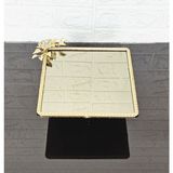 atabey home Bronz Cam Büyük Kare Servis Tabaği-Sunumluk-Söz Tepsisi-Sunum Tepsisi-Döküm Gold Çerçeve 27Cm