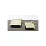 atabey home Bronz Cam İkili Kare Servis Tabaği 4 Ayak-Sunumluk-Söz Tepsisi-Sunum Tepsisi-Döküm Gold Çerçeve cercevelikareserisi