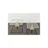 atabey home Cam 2'li Kare Servis Tabaği-Sunumluk-Söz Tepsisi-Sunum Tepsisi-Döküm Gold Çerçeve 22+27Cm cercevelikareserisi