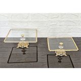atabey home CAM 2'Lİ KARE SERVİS TABAĞI-SUNUMLUK-SÖZ TEPSİSİ-SUNUM TEPSİSİ-DÖKÜM GOLD ÇERÇEVE 22+27CM