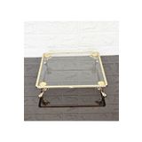 atabey home CAM BÜYÜK KARE SERVİS TABAĞI-SUNUMLUK-SÖZ TEPSİSİ-SUNUM TEPSİSİ-DÖKÜM GOLD ÇERÇEVE VE 4 AYAKLI 27CM