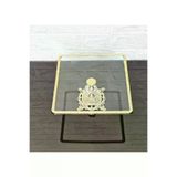 atabey home Cam Küçük Kare Servis Tabaği-Sunumluk-Söz Tepsisi-Sunum Tepsisi-Döküm Gold Çerçeve 22Cm cercevelikareserisi