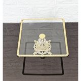 atabey home CAM KÜÇÜK KARE SERVİS TABAĞI-SUNUMLUK-SÖZ TEPSİSİ-SUNUM TEPSİSİ-DÖKÜM GOLD ÇERÇEVE 22CM