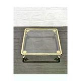 atabey home Cam Küçük Kare Servis Tabaği-Sunumluk-Söz Tepsisi-Sunum Tepsisi-Döküm Gold Çerçeve Ve 4 Ayakli 22Cm cercevelikareserisi