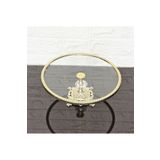 atabey home CAM YUVARLAK BÜYÜK SERVİS TABAĞI 25 CM-SUNUMLUK DÖKÜM GOLD ÇERÇEVE VE DÖKÜM AYAK