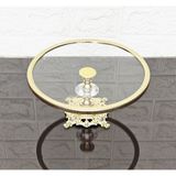 atabey home CAM YUVARLAK KÜÇÜK SERVİS TABAĞI 20 CM-SUNUMLUK DÖKÜM GOLD ÇERÇEVE VE DÖKÜM AYAK