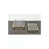 atabey home cercevelikareserisi 2'li Kare Servis Tabaği-Sunumluk-Söz Tepsisi-Sunum Tepsisi-Döküm Gold Çerçeve Ve 4 Ayakli 22+27Cm