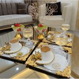 Atabey Home Collection 2 Adet Kahve & Çay & Sunum Tepsisi Metal Döküm Gül Model