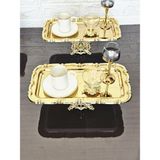 atabey home collection 6 Adet Baton Gold Sunum Tepsisi Gold Gül Çerçeveli & Kahve & Çay Tepsisi 32Cm