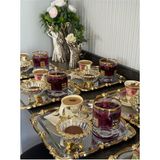 atabey home collection 6 ADET SUNUM TEPSİSİ GÜL ÇERÇEVE GOLD ŞERİT-GÜMÜŞ TEPSİ