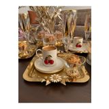 atabey home collection 6'lı Kahve & Çay & Sunum Tepsisi Çelik Gold Tepsi PAPATYA Model TYC2931DE6E1AC53F1