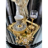 Atabey Home Collection 6'lı Kahve & Çay & Sunum Tepsisi Gold Lüx Kristalize Taşli Model