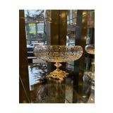 atabey home collection Lotus Kristal 24 Cm Kesme Dekor Gold Döküm Ayak Salata Kasesi Cam Sunumluk & Salata Kase Kesmegold