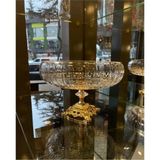 atabey home collection Lotus Kristal 24 Cm Kesme Dekor Gold Döküm Ayak Salata Kasesi Cam Sunumluk & Salata Kase