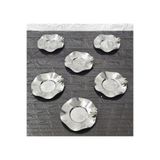 atabey home collection METAL 6'LI GÜMÜŞ ÇAY TABAĞI & DÖKÜM KELEBEKLİ 5.5 CM BARDAK DİP ÇAPI