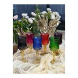 atabey home EL BOYAMA 6 RENK AYAKLI FÜLÜT SU BARDAĞI & KAHVE YANI BARDAK 17 CM 150 ML TIFFANY