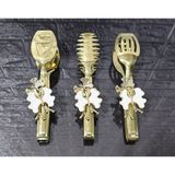 Atabey Home Gold Servis Maşa Seti 3'lü Beyaz Kelebek/makarna/pasta/yemek/sunum Maşası Titanyum