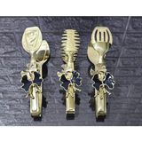 Atabey Home Gold Servis Maşa Seti 3'lü Siyah Kelebek/makarna/pasta/yemek/sunum Maşası Titanyum