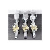 Atabey Home Gümüş Servis Maşa Seti 3'lü Gold Kelebek Makarna/pasta/yemek/sunum Maşası