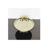 atabey home KÜÇÜK BRONZ AYNA YUVARLAK SERVİS TABAĞI 20CM-SUNUMLUK DÖKÜM GOLD ÇERÇEVE VE DÖKÜM AYAK