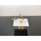 Atabey Home Kütahya Porselen Ayaklı Sunumluk Kulplu Siyah Çiçek 20 Cm Kare